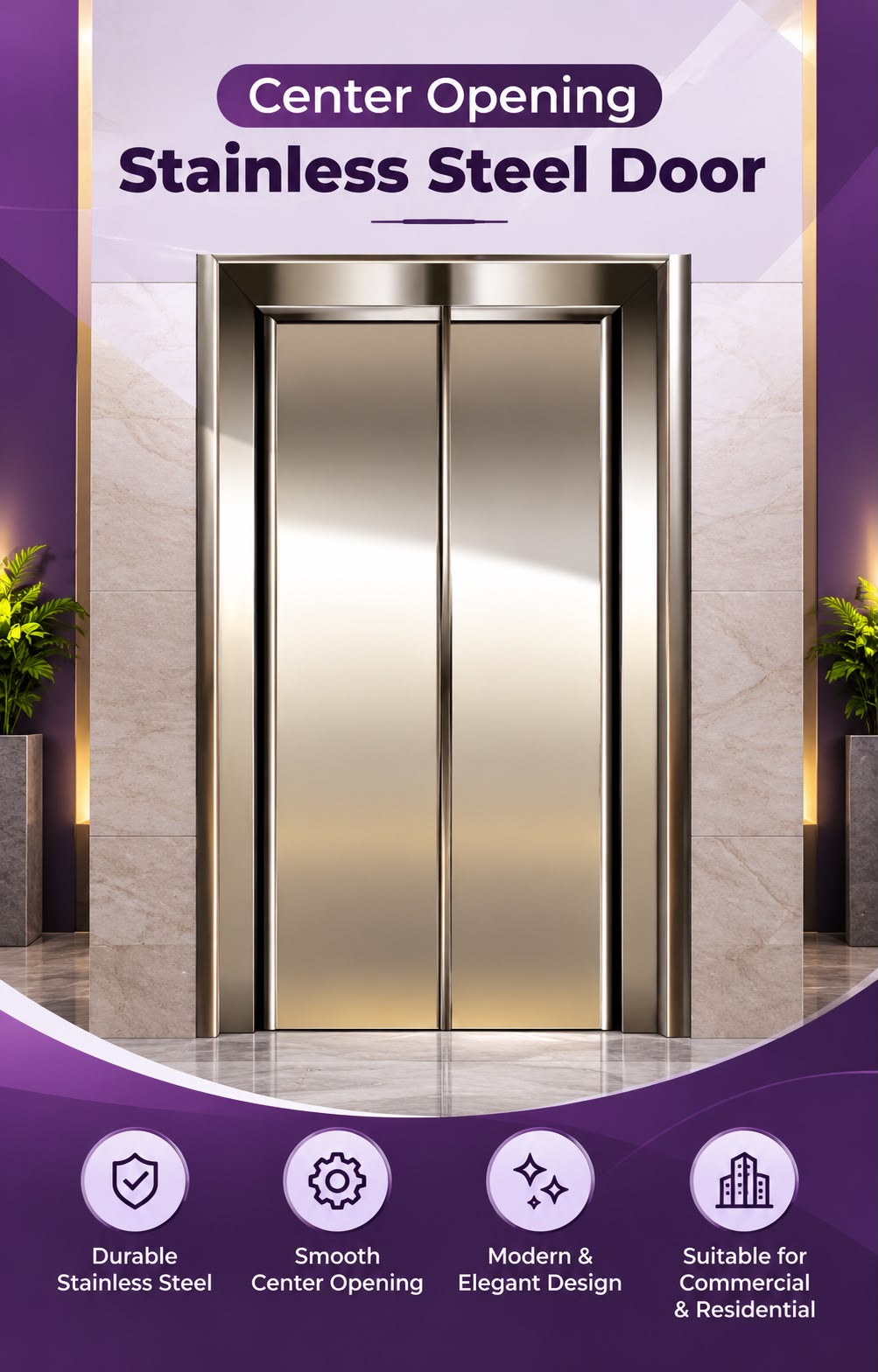 Center Opening Stainless Steel Door